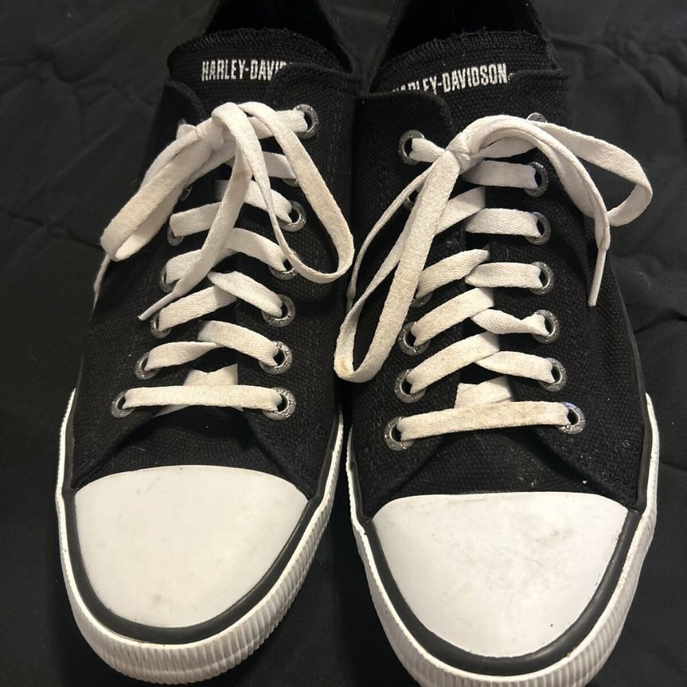 Harley Davidson Shoes Roarke Canvas Low-Top Sneakers Black 10 #327